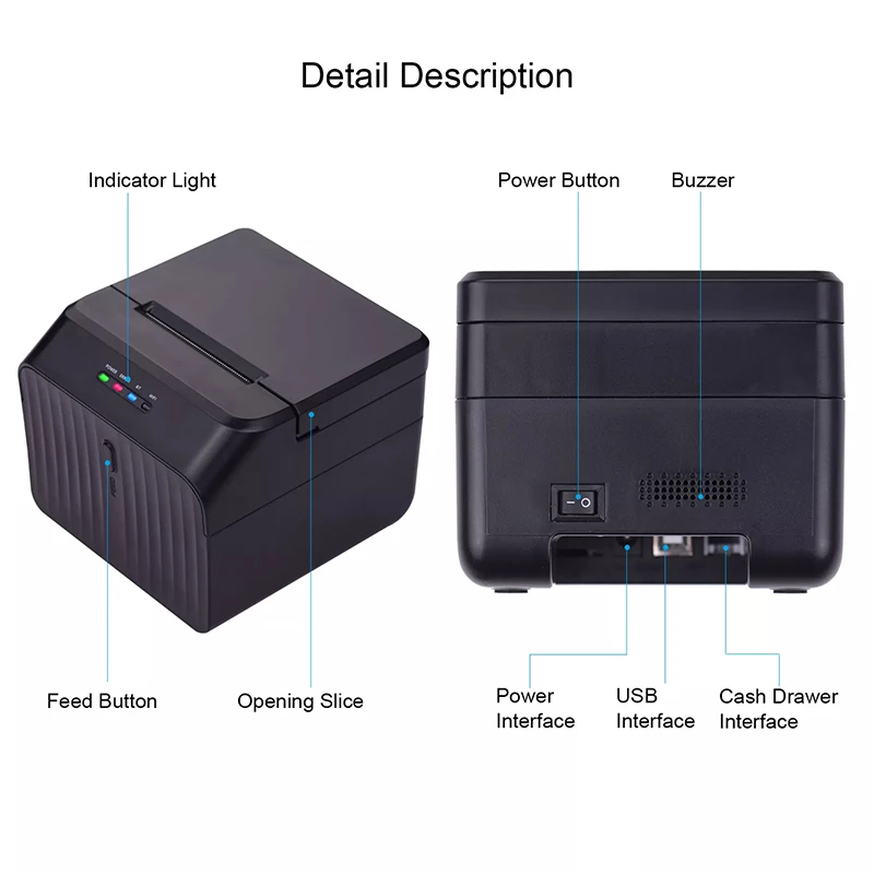 Термопринтер для чеков и этикеток Milestone Mini Desktop Pos 2 дюйма 58 мм Bluetooth термопринтер