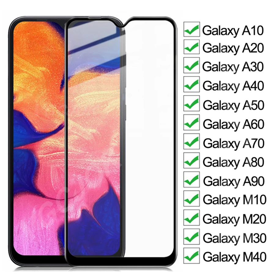 

9D Full Tempered Glass For Samsung Galaxy A10 A20 A30 A40 A50 A60 A70 Screen Protector A80 A90 M10 M20 M30 M40 Safety Glas Film