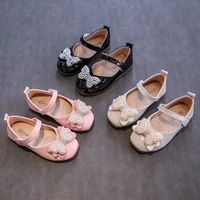 baby princess shoes 2022 spring kids fashion chic soft solid with butterfly korean style pu mary janes for party wedding shows