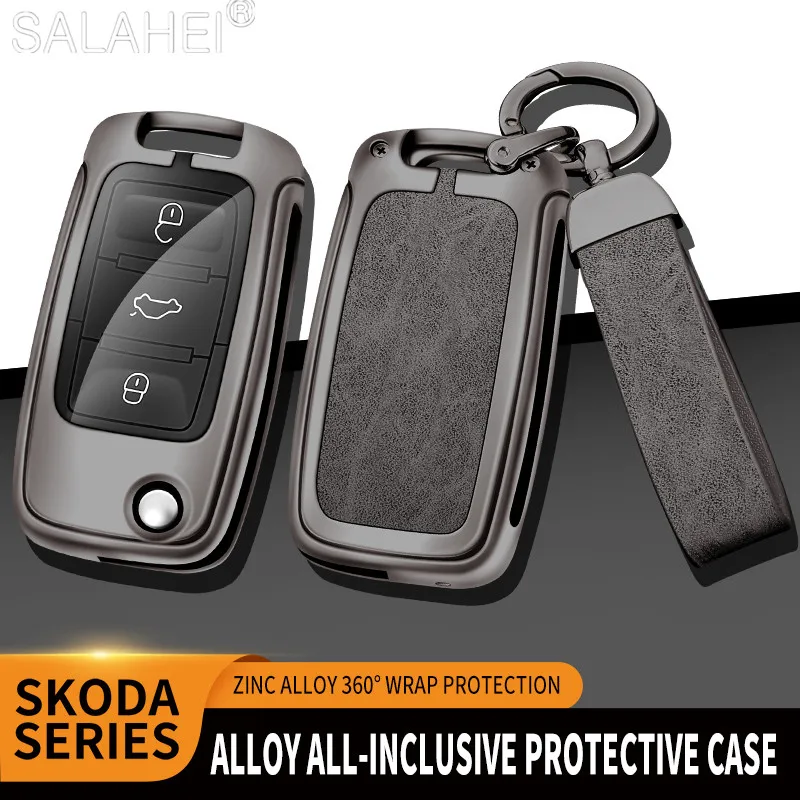 

Zinc Alloy Car Key Cover Case Holder Key Bag Shell Protector For Skoda Octavia A5 A7 Superb Kodiaq Fabia Auto Interior Accessory