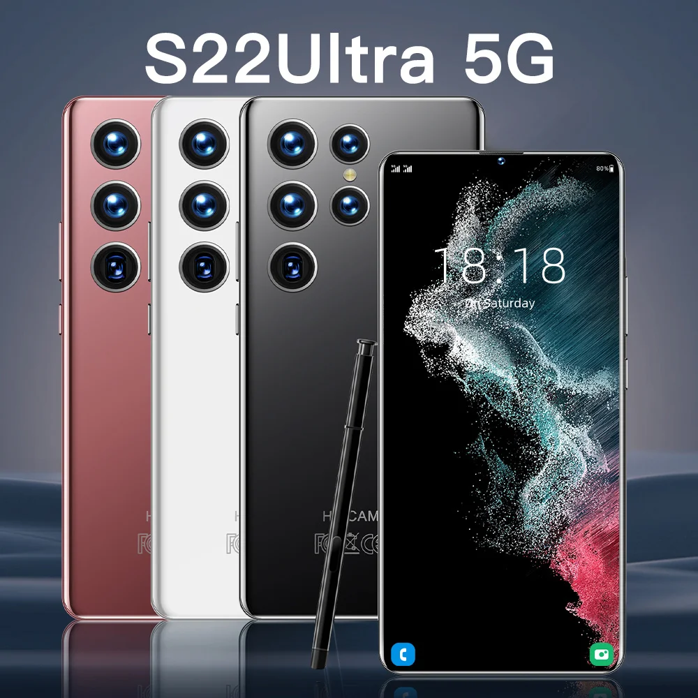 

Смартфон S22 Ultra, Оригинальный сотовый телефон 16 ГБ + 1 ТБ, сотовые телефоны Android, 6800 мАч, 64 мп, разблокированные мобильные телефоны