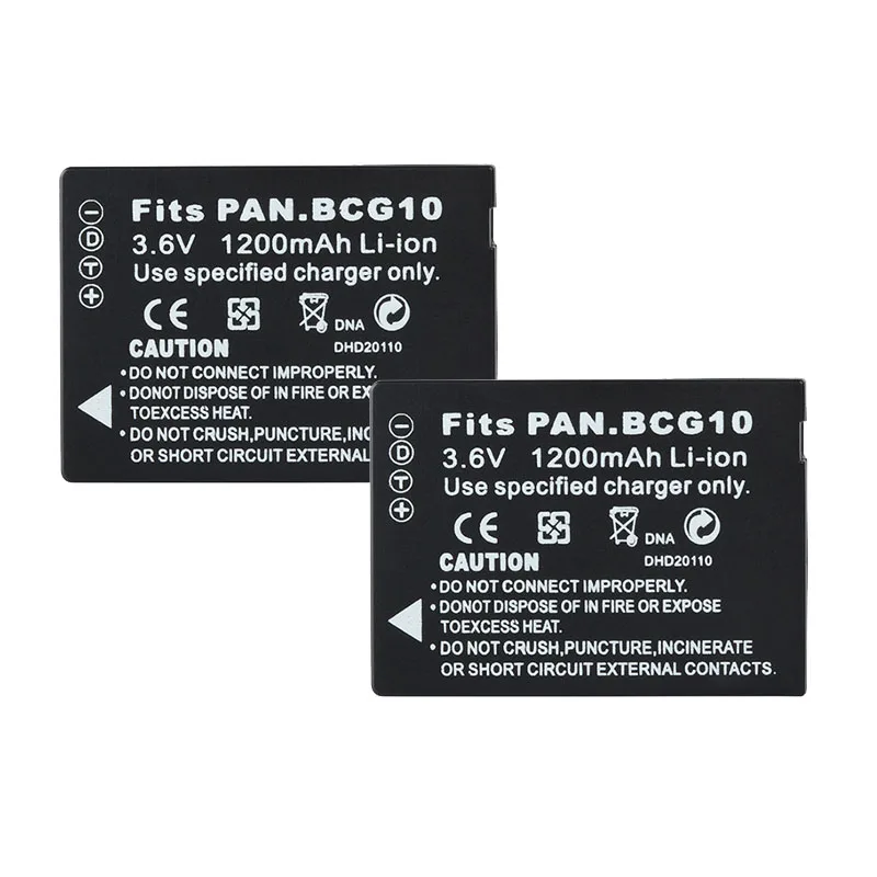 

Аккумулятор DMW-BCG10, 2 шт., 1200 мАч, DMWBCG10 DMW BCG10 BCG10E, перезаряжаемая литиевая камера для Lumix DMC-3D1