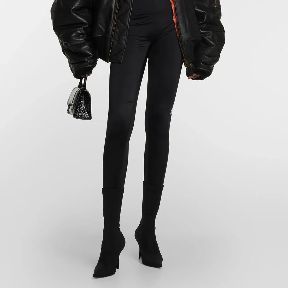 

2023 Autumn And Winter New Women's Pants Y2k Letter Printing Splicing Elastic Waist Fashion Casual Stretch Peplum Bottom Pants