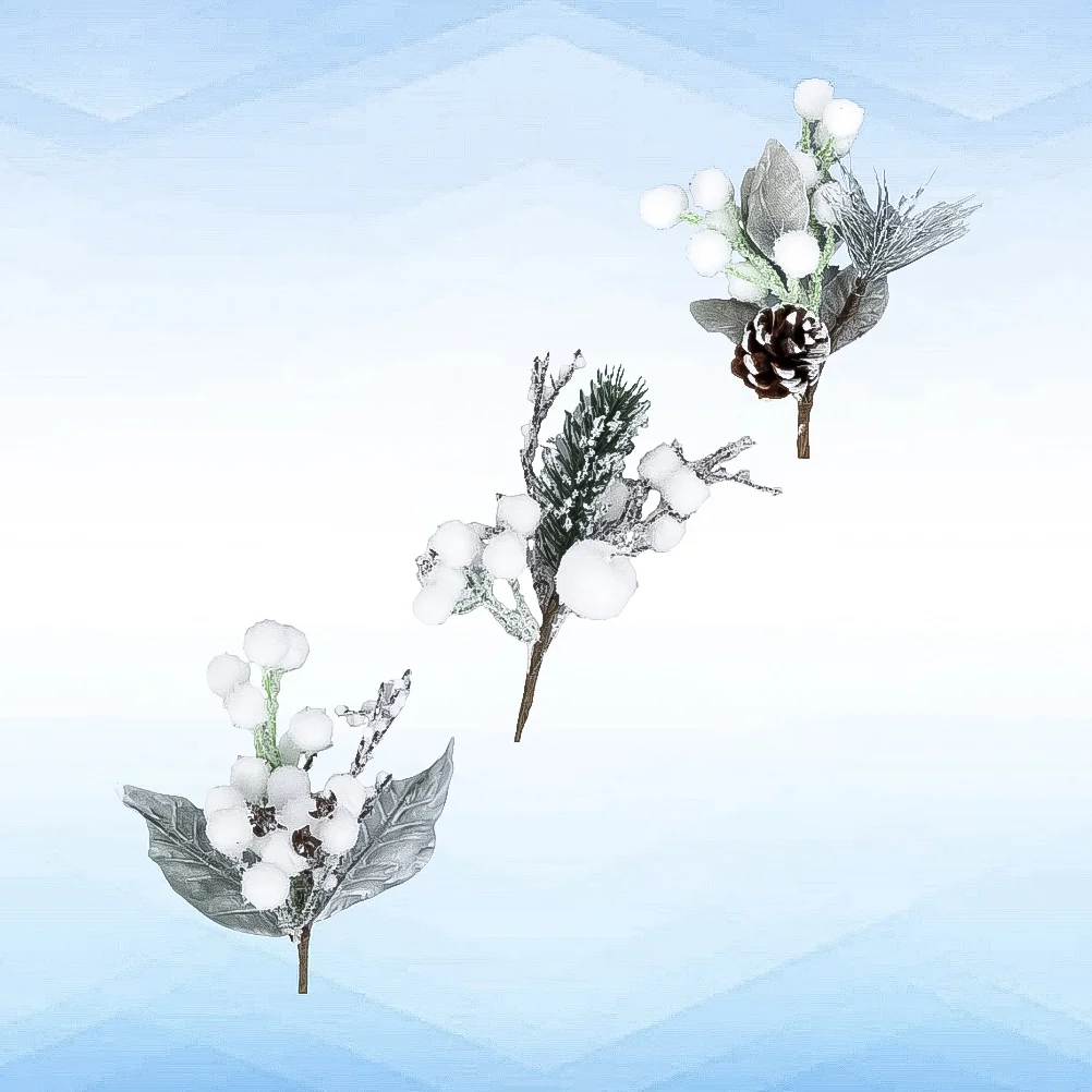 

3PCS Christmas Pine Pick Christmas Pine Picks Artificial Pine Spray Christmas Tree Filler Cotton Stems