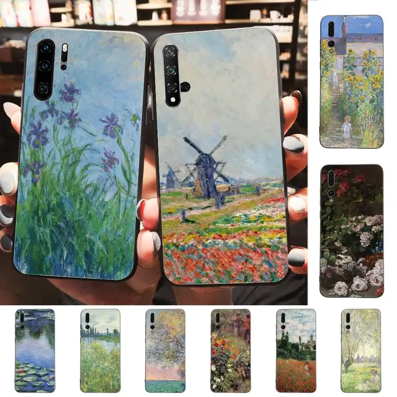 

Monet Oil Painting Sunflower Phone Case for Huawei P30 40 20 10 8 9 lite pro plus Psmart2019
