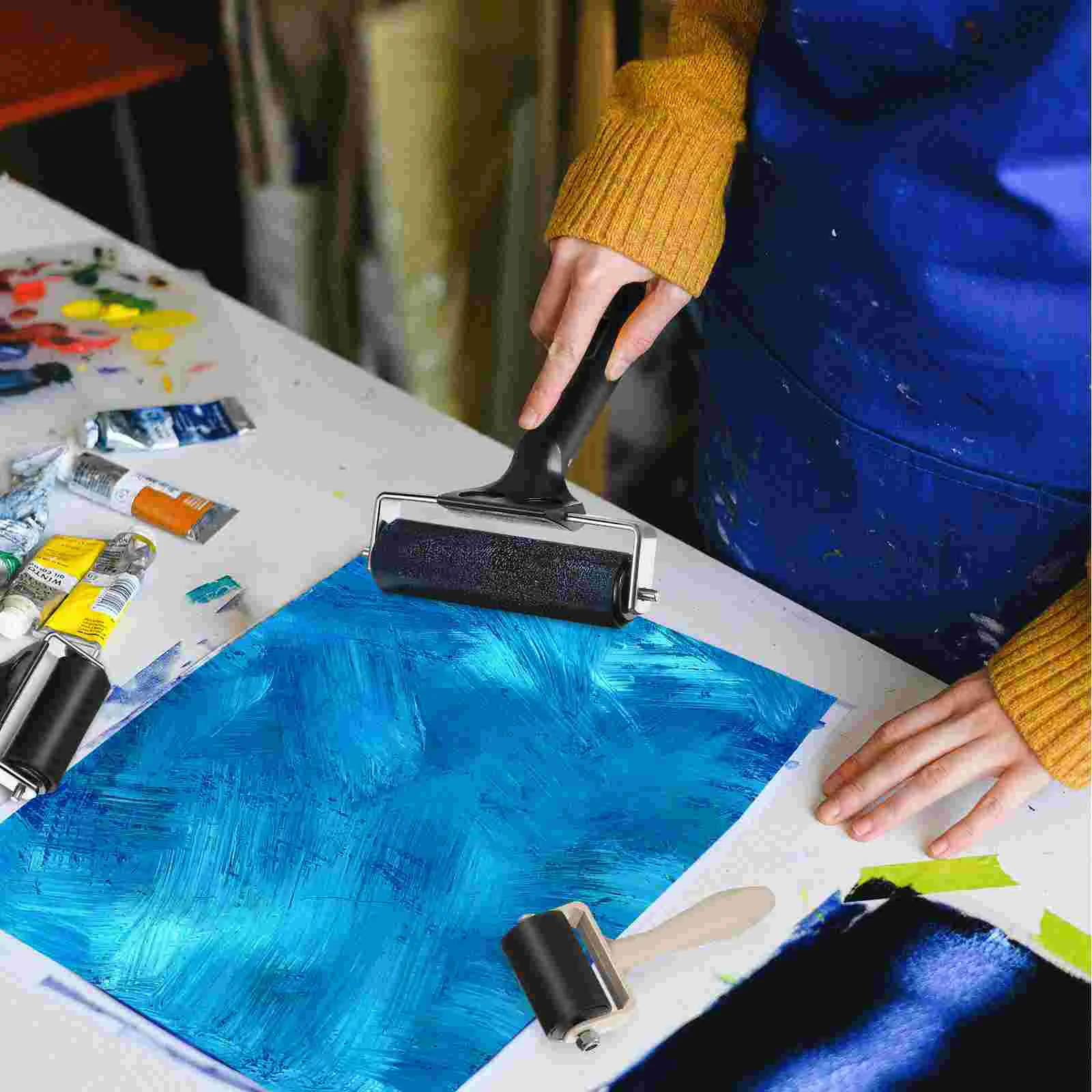 Набор резиновых роликов деревянный ролик для печати портативный клеевой