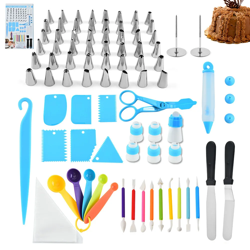 

78pcs Set Reusable Icing Piping Nozzles Set Pastry Bag Cake Decorating Tools Stainless Steel Baking Pastry Spatulas Accessories