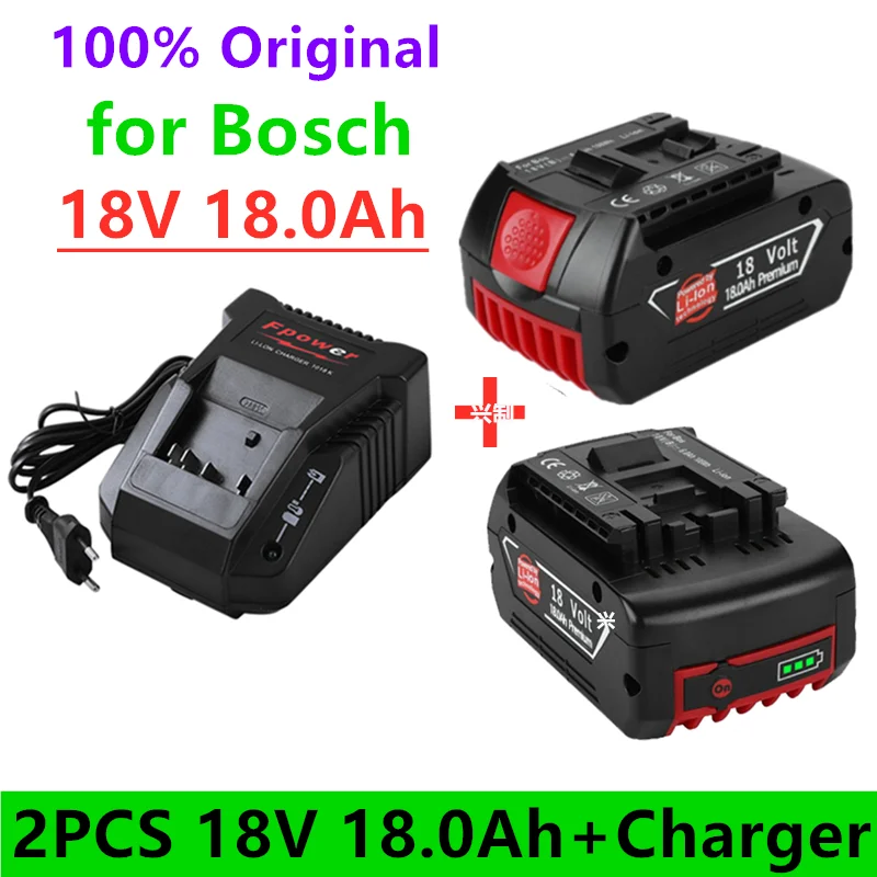 

BAT609 Rechargeable Battery 18 V 18000mAh Lithium Ion for Bosch 18v Battery BAT609 BAT609G BAT618 BAT618G BAT614+Charger