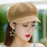 2022 new arrive fashionable stereotyped paper straw octagonal hat popular for men and woment retro beret womens hat