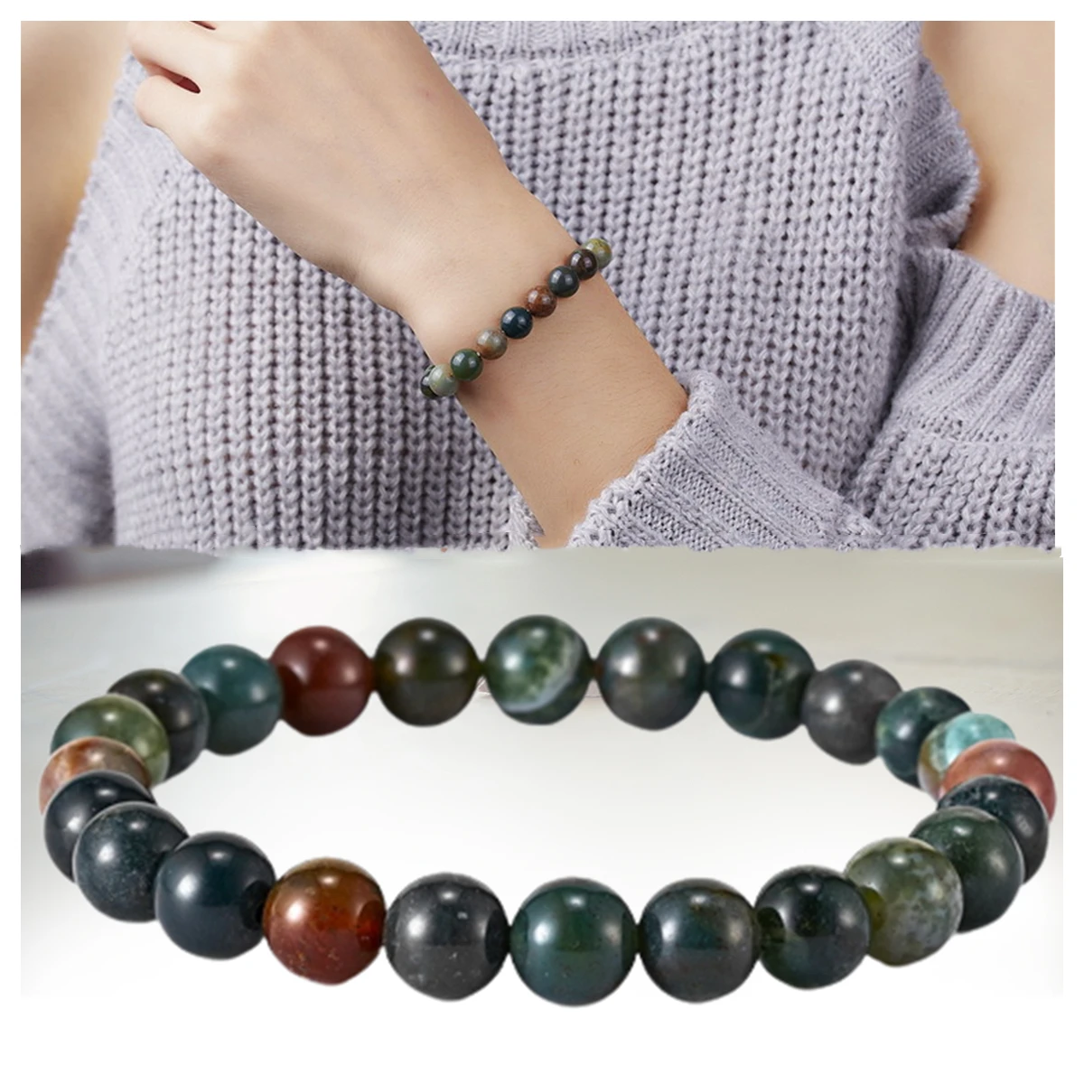 

Beautiful Agate Beaded Natural Stone Smooth Women's Bracelet Creative Wild Summer Party Jewelry Holiday Gift Men's Bracelet