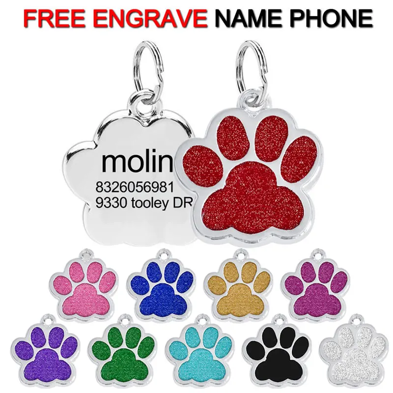 

Free Engraved Pet ID Tags Customized Personalized Cat Puppy Name Address Tag Accessories Pet Anti-lost Pendant Metal Keyring