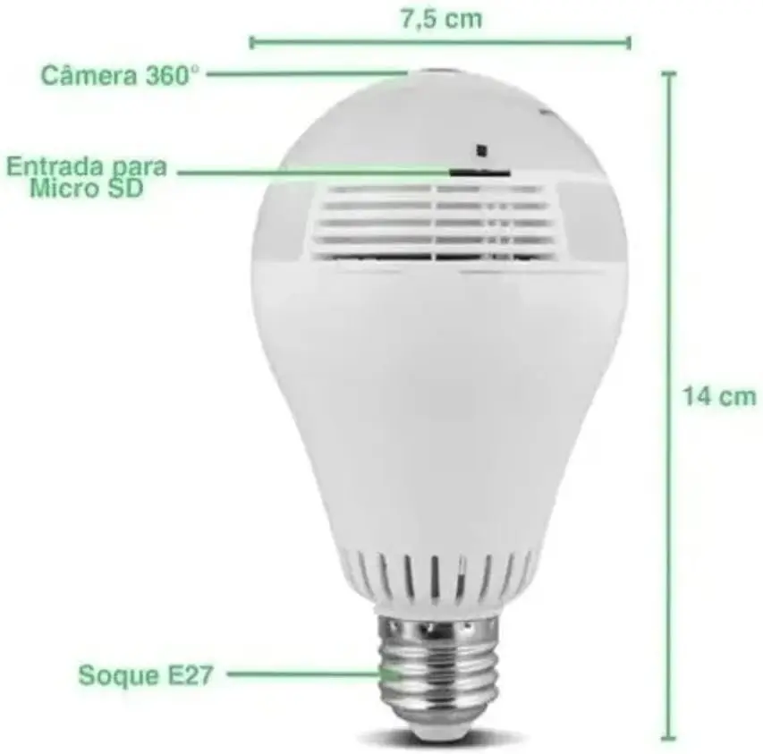 

2023 new Lâmpada Led Com Câmera Wifi 360° Para Espionar Discretamente
