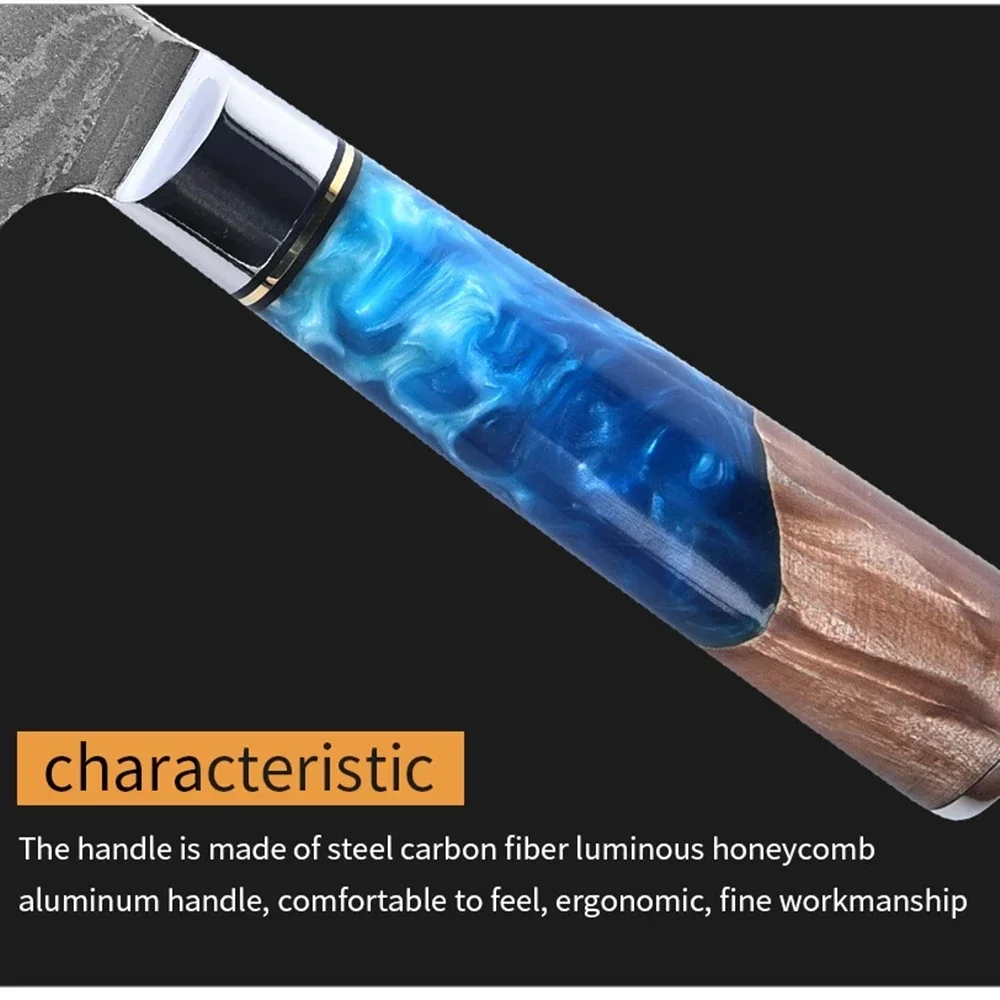 8-дюймовый дамасский нож для измельчения овощей мяса ручка из резины кухонные