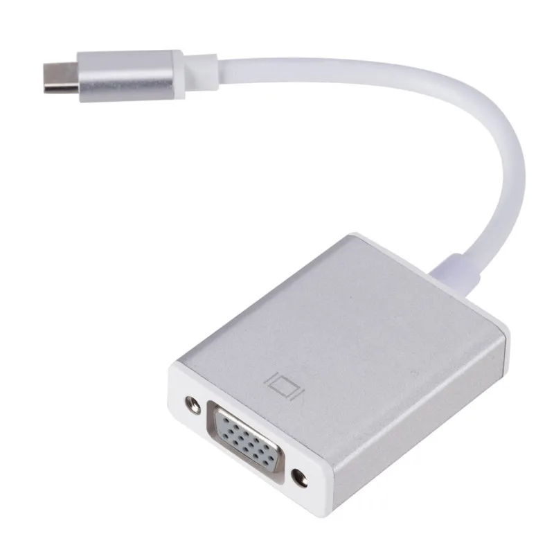 

Type C To Female VGA Adapter Cable USBC USB 3.1 To VGA Adapter for Macbook 12 Inch Chromebook Pixel Lumia 950XL Silver