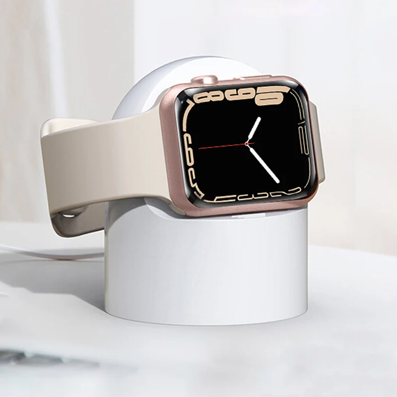 

Charger Stand For Apple Watch Series Ultra/8/SE2/7/6/SE/4/3 49mm/45mm/44mm/42mm/41mm/40mm/38mm Durable Silicone Nightstand Mode