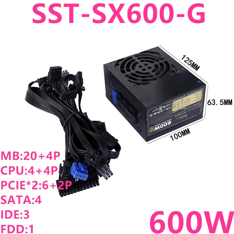 

New PSU For SilverStone Brand SFX Full Modular 80plus Gold Game Mute Power Supply 600W/500W Power Supply SST-SX600-G SX500-LG