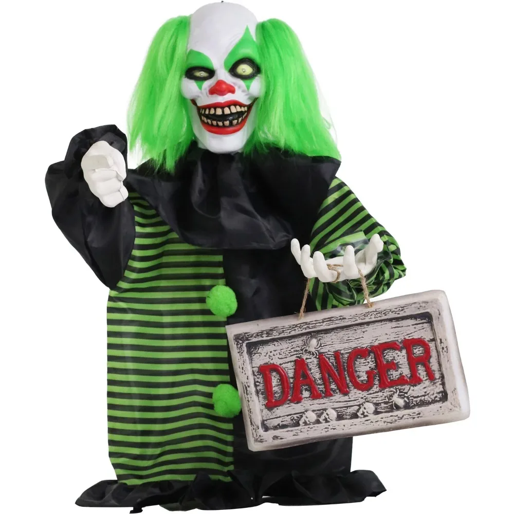 

Клоун аниматронный внутренний или закрытый наружный декор для Хэллоуина, многоцветный, 2 фунта, украшения для Хэллоуина для дома