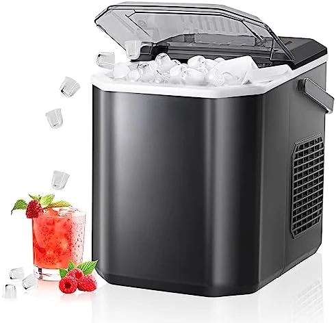 

Maker Countertop - Portable Ice Machine Makes 26 lbs of Ice in 24 Hours, 9 Ice Cubes in 6 Minutes, Self-Cleaning - Compact Nugge