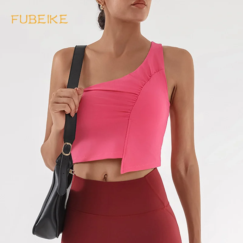 FUBEIKE спортивный жилет для фитнеса женский нерегулярный плиссированный на одно