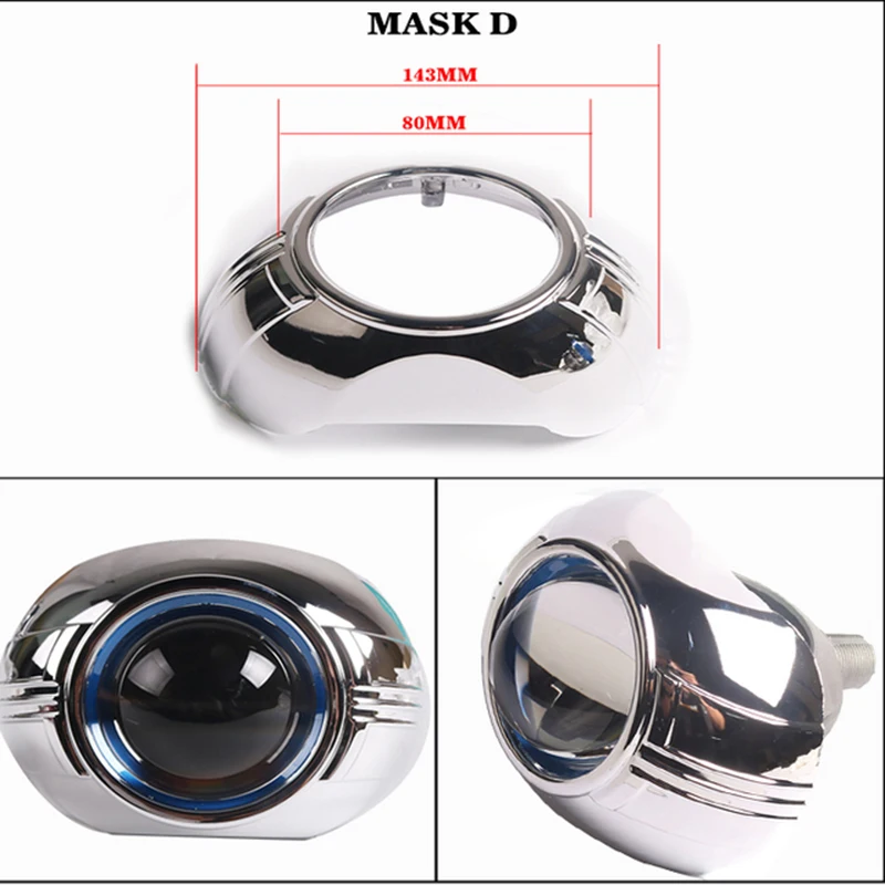 

3-дюймовый хромированный би-светодиодный кожух для проектора, маска, серебристый корпус для H4 H7 9005 9006, украшение, универсальный HID светодиодный объектив проектора