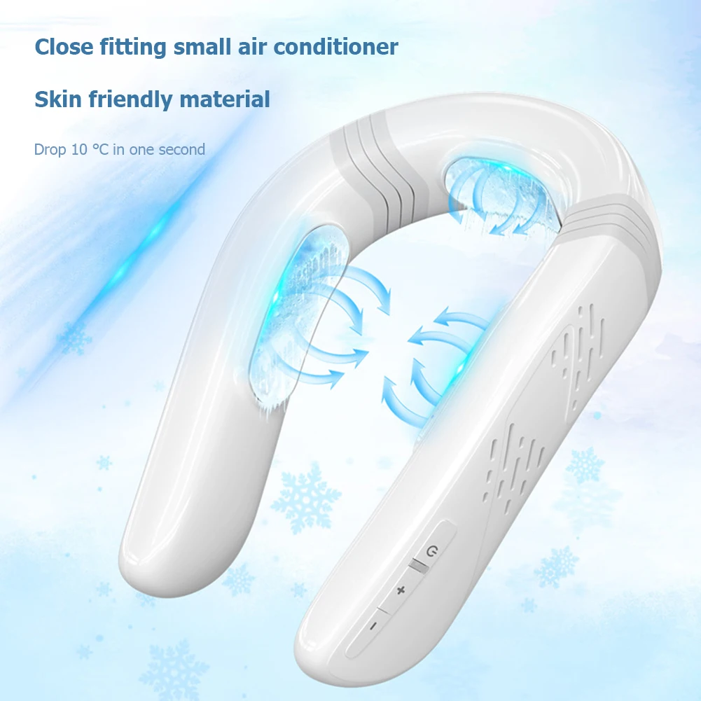 

Leafless Hanging Neck Fan KF3 Halterneck Twin Turbo Safety Bladeless Fans 3speed Wind Brushless Motor Type-C with 4000mAh TPU