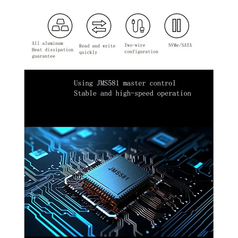 Корпус SSD M.2 NVME SATA NGFF одночиповый двойной протокол темно-серый 10 ГБ коробка для