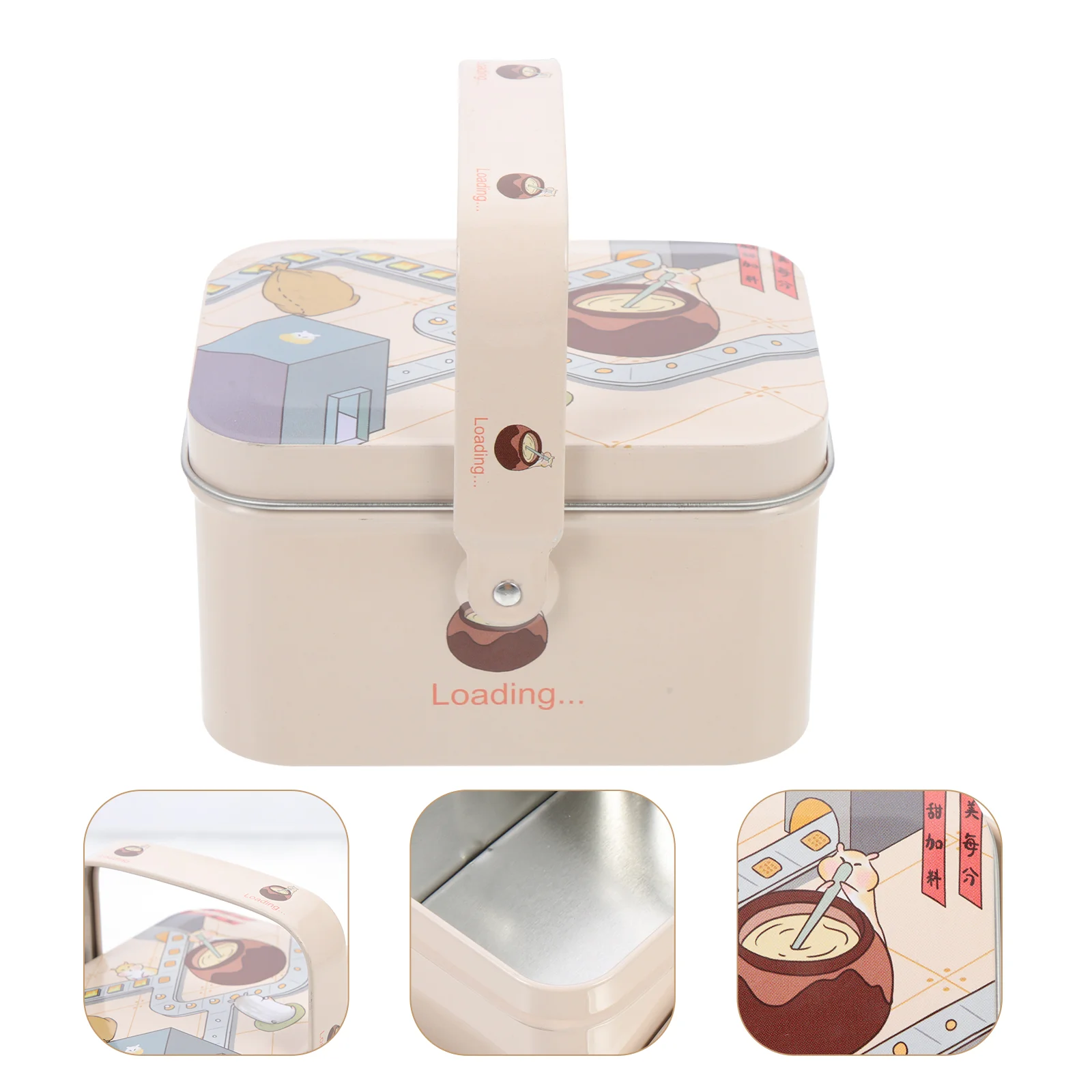 

Cookie Container Airtight Biscuit Container Dry Storage Jar Rectangle Sealed Tea Jar Iron Easter Tinplate Box