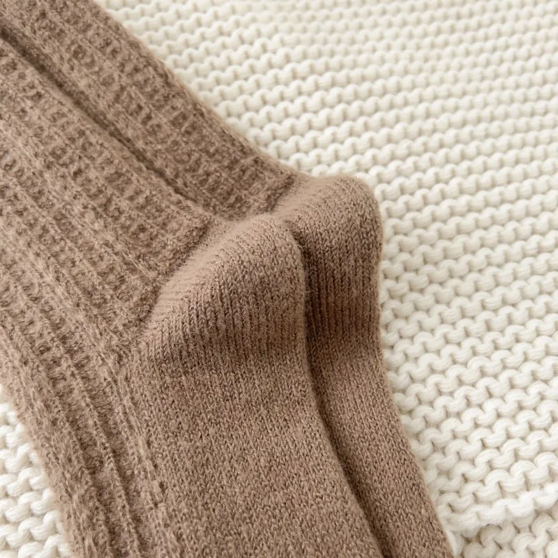 High Quality Winter Warm Wool White Black Lolita Socks Set 5 Pairs Solid Fluffy Thermal Socks Women Simple Curly Thick Socks