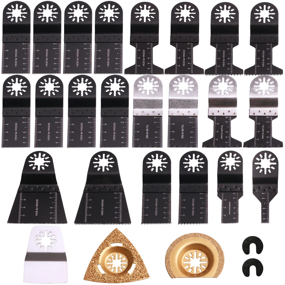 

25Pcs Multitool Blades HCS Oscillating Saw Blades Quick Release Oscillating Blades High Precision Fast Cutting Saw Blades