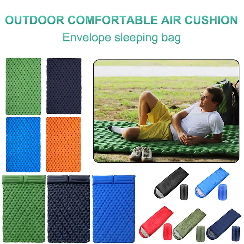 

Outdoor Sleeping Pad Inflatable Air Mattresses Camping Mat Furniture Bed Ultralight Cushion Pillow Hiking Trekking w/Storage Bag