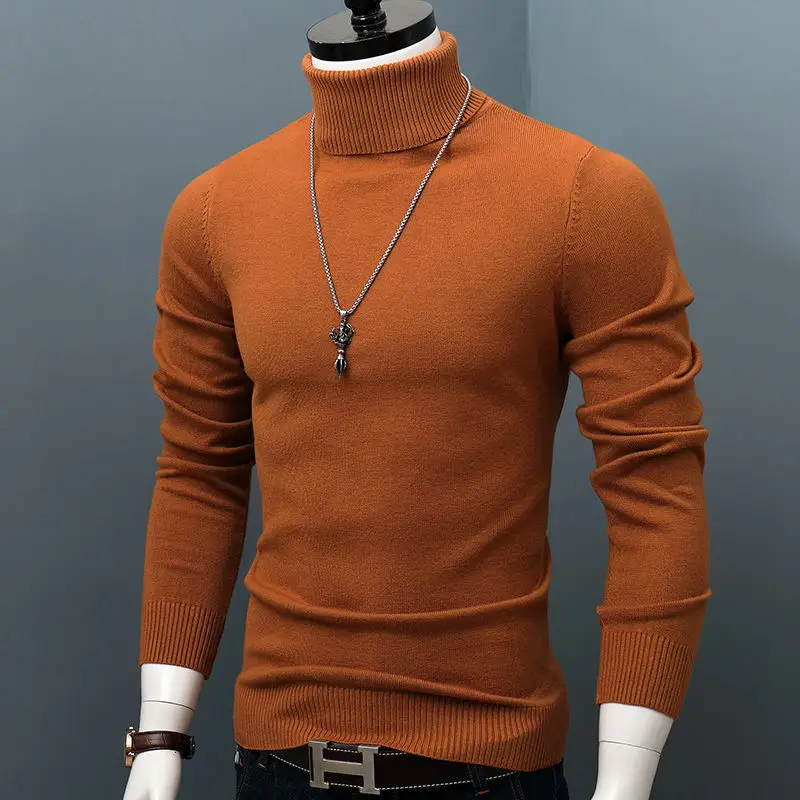 

2022 New Winter Men's Turtleneck Sweaters Slim Fit Casual Knitting Pullovers Male Solid Color Sweaters Tops Clothing L140