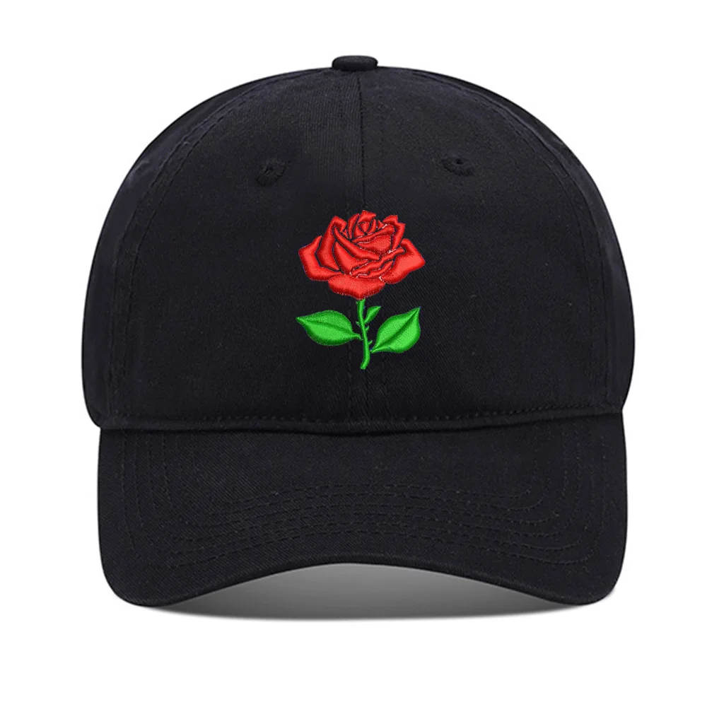 

Lyprerazy Baseball Hat Rose Floral Unisex Embroidery Baseball Cap Washed Cotton Embroidered Adjustable Cap