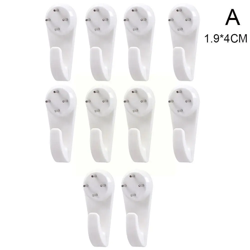 10pcs White Painting Photo Plastic Invisibl Nail Plastic Hanging Seamless Picture Wall Home Hooks Decor Frame Hanger Nail S2Z5