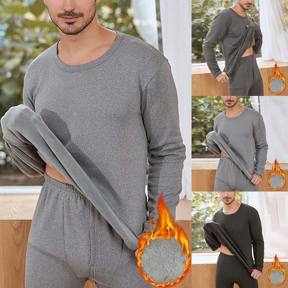 

2022 Mens Winter Elastic O Neck Fleece Lined New Men Keep Warm Thick Thermal Long Johns Warm Underwear Set Autumn Man Clothes