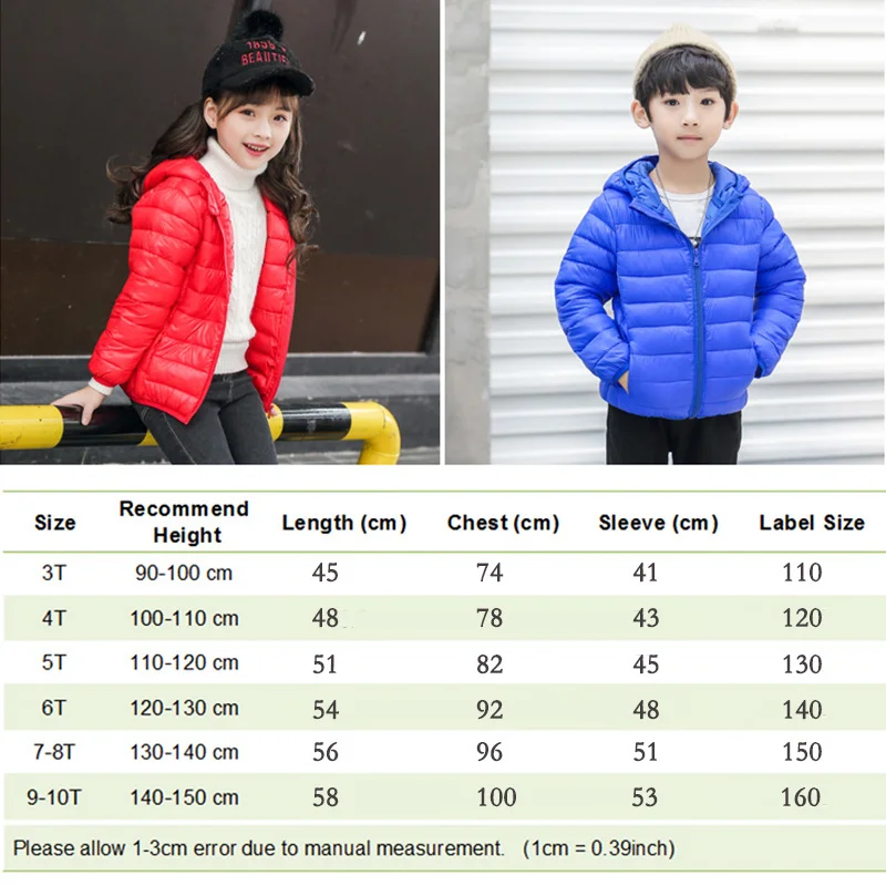3-10T Autumn Winter Warm Duck Down Jackets For Kids Girls Boys Children Clothes Candy Casual Lightwear Coats Toddler Outerwear