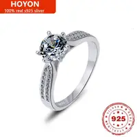 HOYON simple female diamond ring silver 925 real 100% sweet wedding ring ring personalized index finger ring jewelry anniversary