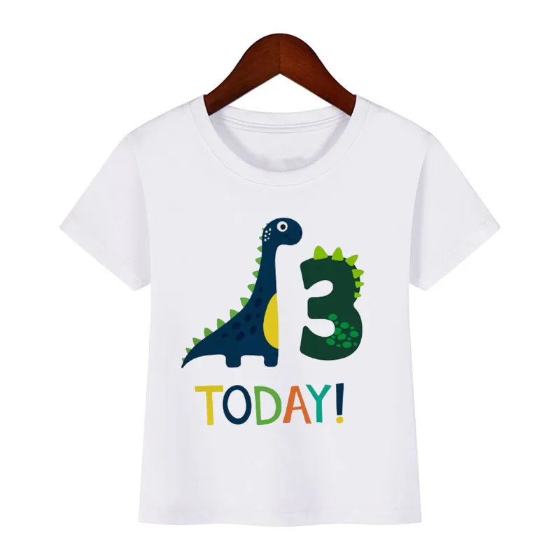 

Boys Dinosaur Birthday Number Cartoon T Shirt Children Happy Birthday Dino Present T-shirt Boy Girl Animal Funny Gift Kid Tshirt