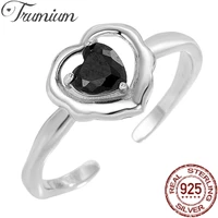 trumium 100 925 sterling silver love heart zircon rings for women vintage open wedding bands temperament ring fine jewelry
