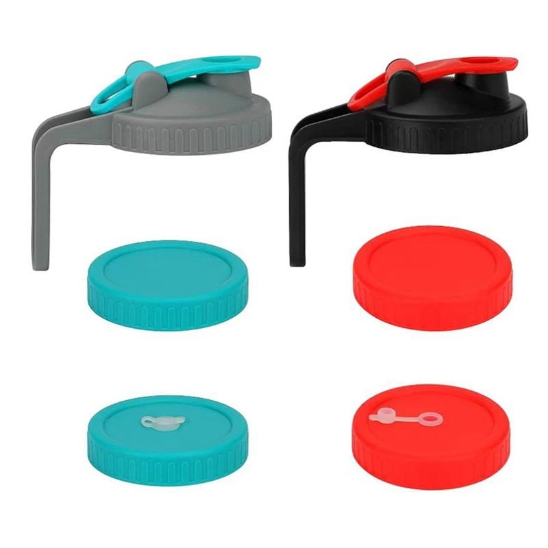 

Hot SV-Wide Mouth Mason Jar Lids,Lids For Mason Jars Leak-Proof Seal And Flip Cap With Straw Hole Or Handle For Food Storage