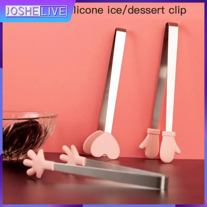 

Silicone Food Clip Mini Ice Candy Non-slip Mini Tongs Stainless Steel Bbq Grilling Tong Kitchen Tools And Gadgets Small Palm