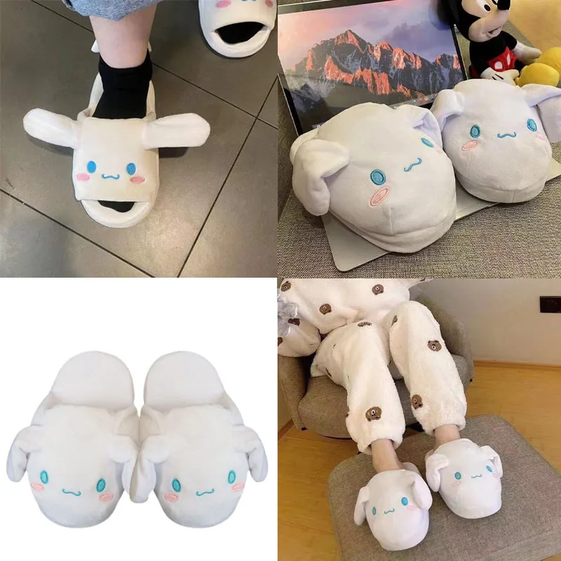 

Sanrios Cinnamoroll Cute Cartoon Summer Slippers Winter Slippers Girl Heart Shoes Upper Ears Are Movable Soft and Comfortable