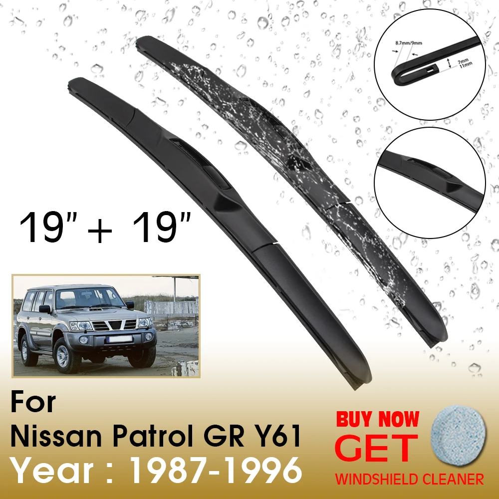 

Car Wiper Blade For Nissan Patrol GR Y61 19"+19" 1987-1996 Front Window Washer Windscreen Windshield Wipers Blades Accessories