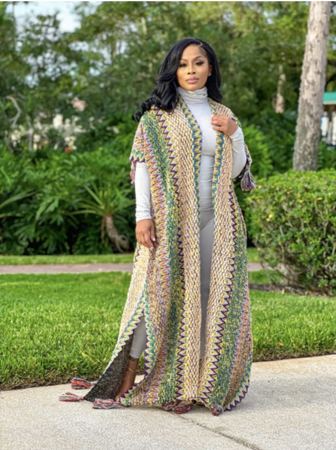 Зимняя мода африканские женщины полная длина теплое открытое переднее кимоно