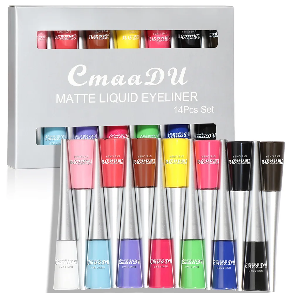 

14pcs/Set Colorful Neon Eyeliner Set Matte Liquid Eye Liner Long Lasting Non-Smudge Waterproof Cosmetics Tool