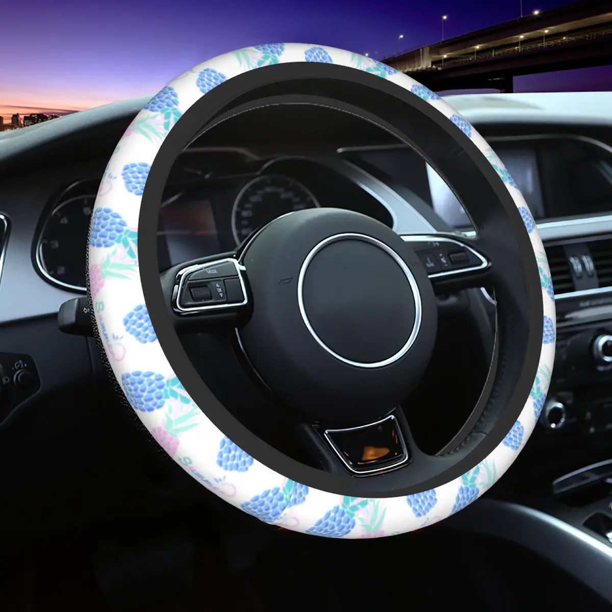 

37-38 Car Steering Wheel Cover Pineapple Simplicity Soft Geometry Fantasy Braid On The Steering Wheel Cover Car-styling