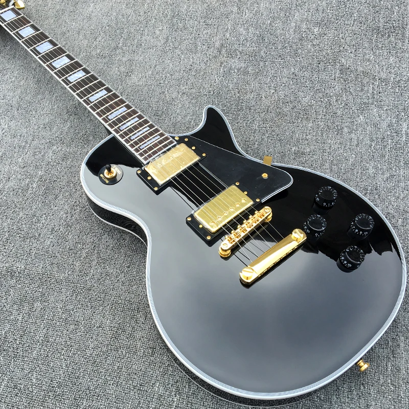 

Custom Black Electric Guitar Gold Hardware Mahogany Body Rosewood Fingerboard High Quality Guitarra Free Shipping