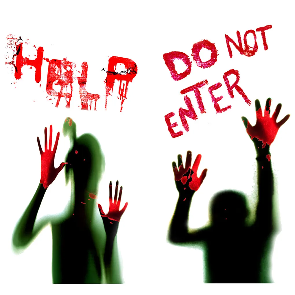 

2Pcs Halloween Horror Stickers Self Adhesive Art Decals Party Props Decoration for Door Window Mirror Stickers