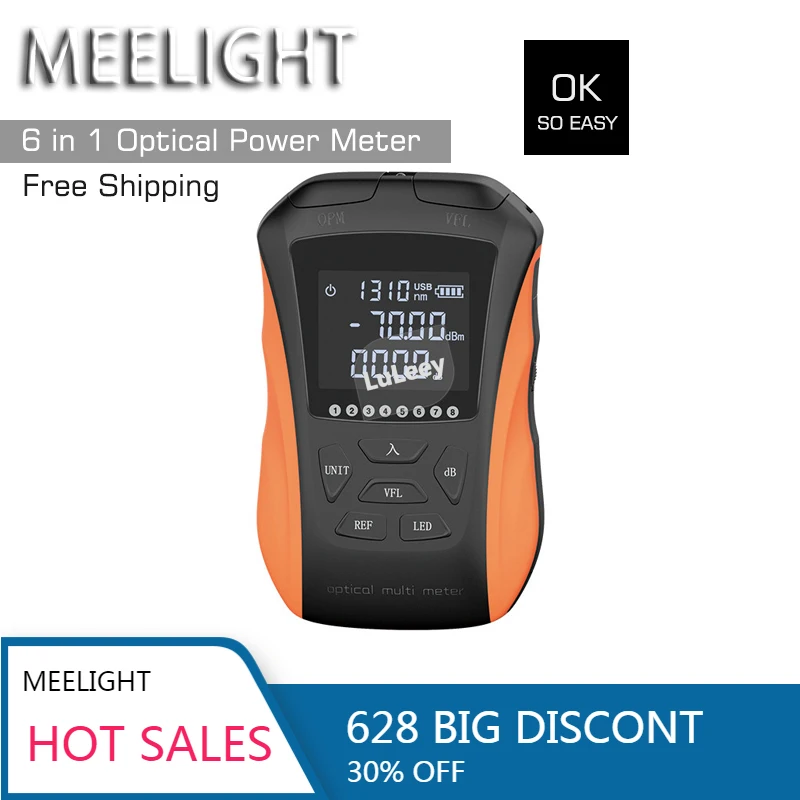 

new Optical Power Meter Red 6 in 1 High Precision Mini Red Fiber Pen 15km Rechargeable Fiber Light Tester Light