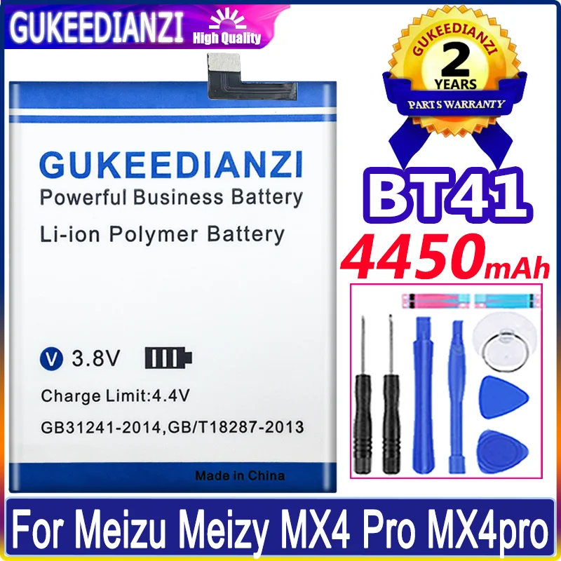 

GUKEEDIANZI Battery 4450mAh BT41 Battery For Meizu MX4 Pro M462 M462U Mobile Phone Latest Production High Quality Battery