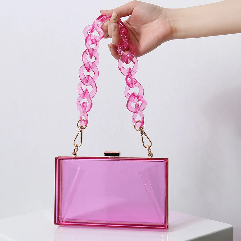 Purple Handbags Clear Acrylic Clutch Bag for Women Jelly Purses and Handbags Small Transparent Luxury Designer Crossbody Bags
